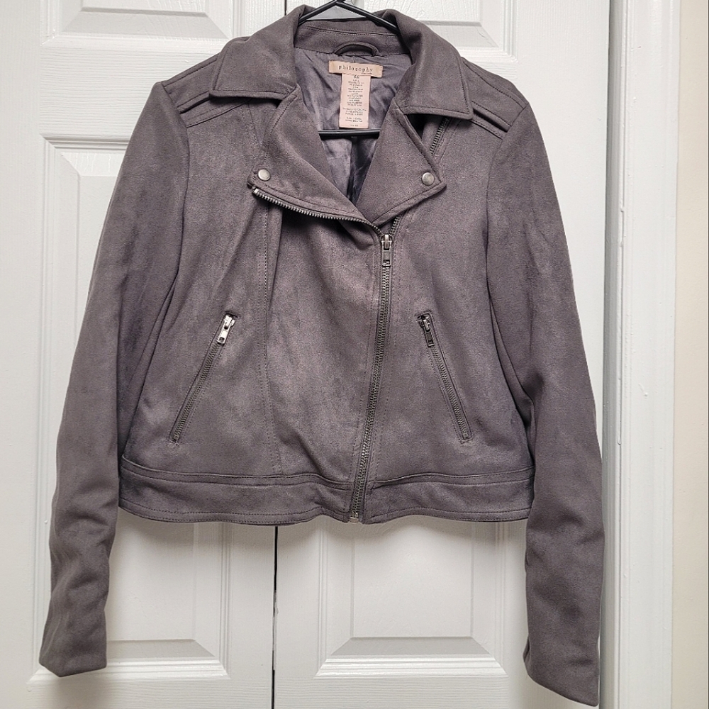 Dusty Purple Faux Suede Moto Jacket